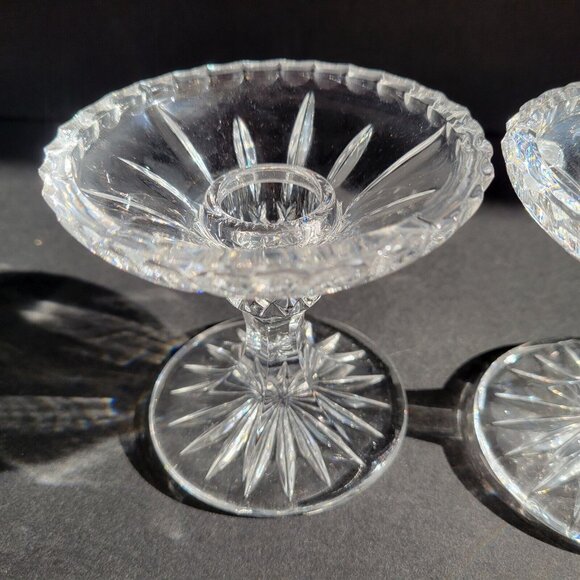 Gorham Crystal King Edward Hurricane Candle Lamp holders Set of 2 Base only - Picture 4 of 9